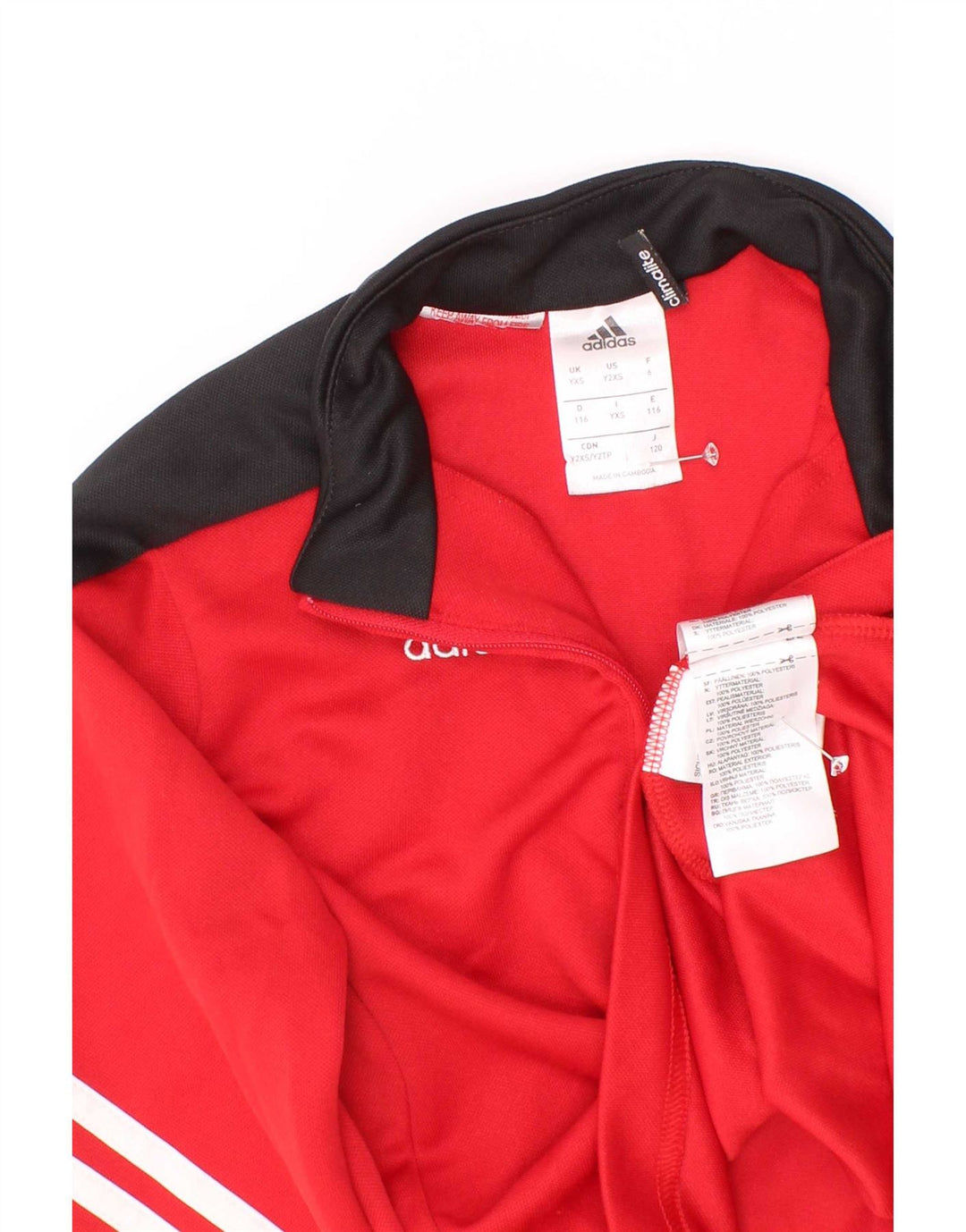 Adidas Boys Zip Neck Pullover Trening Top 5-6 ani XS Red Colorblock