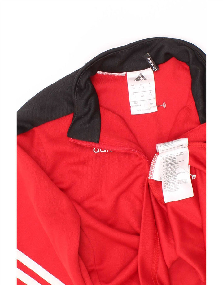 Adidas Boys Zip Neck Pullover Trening Top 5-6 ani XS Red Colorblock