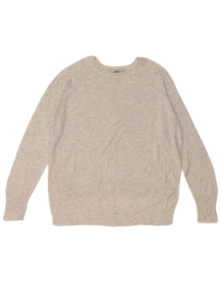 Pulover pentru femeie cu gât de barcă Zara UK 14, gri mediu