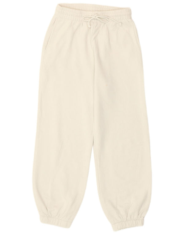 Pantaloni de trening Zara Femei Joggeri UK 8 Bumbac alb mic