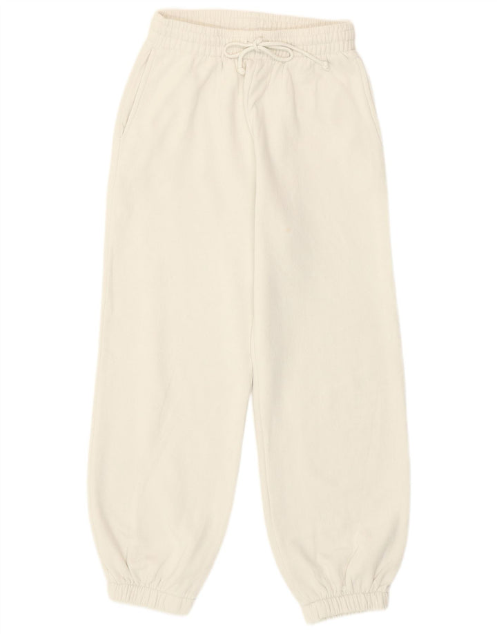 Pantaloni de trening Zara Femei Joggeri UK 8 Bumbac alb mic