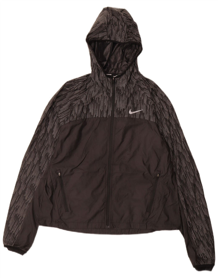Jachetă de top pentru alergare Nike pentru femei UK 14 Medium Negru Geometric