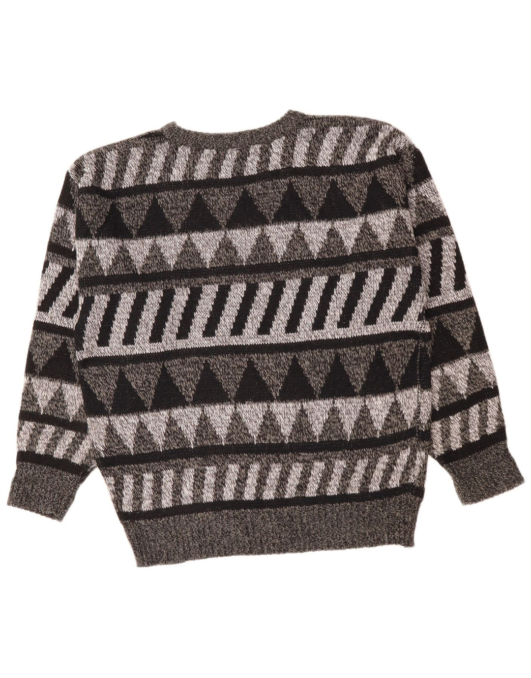 Pulover vintage pentru bărbați cu gât roșu IT 52 mare gri geometric