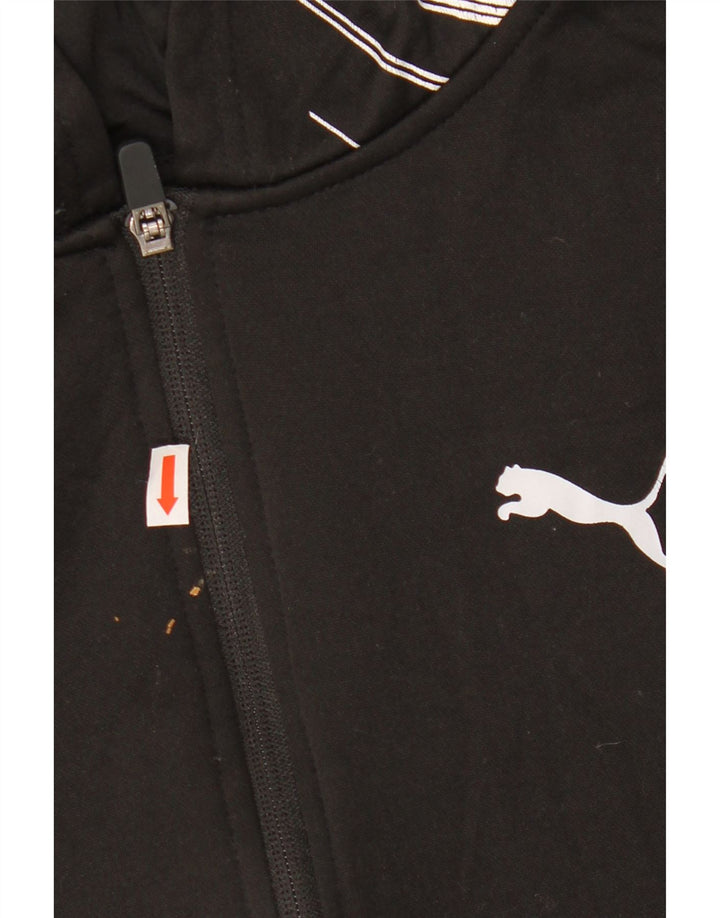 Pulover PUMA Graphic Zip Hoodie pentru băieți 10-11 ani Poliester mediu negru