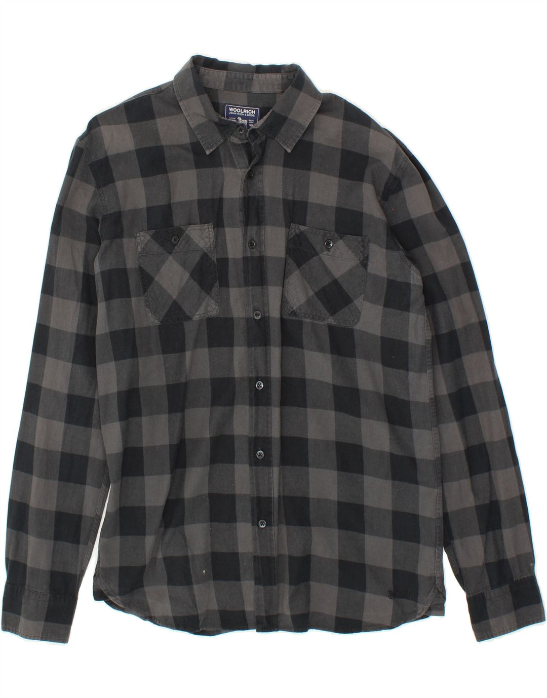 WOOLRICH Boys Flannel Shirt 15-16 Years Grey Gingham Cotton Vintage Woolrich and Second-Hand Woolrich from Messina Hembry 
