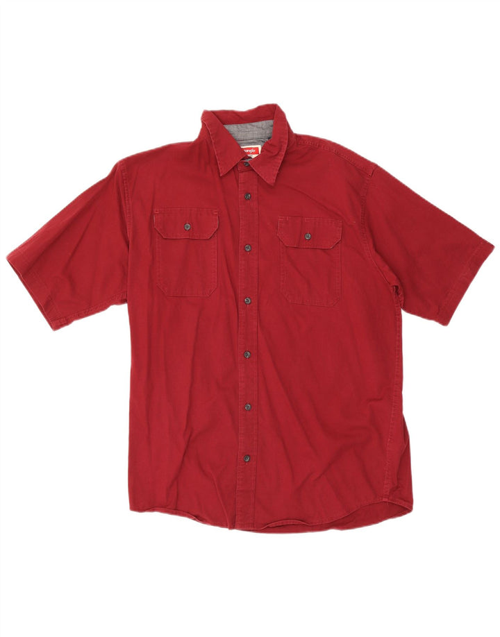 Cămașă pentru bărbați Wrangler cu mânecă scurtă, bumbac mediu burgundy
