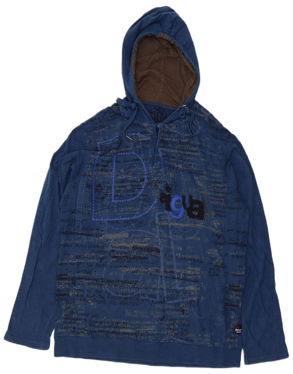Top grafic cu glugă Desigual pentru bărbați, XL, bumbac, albastru