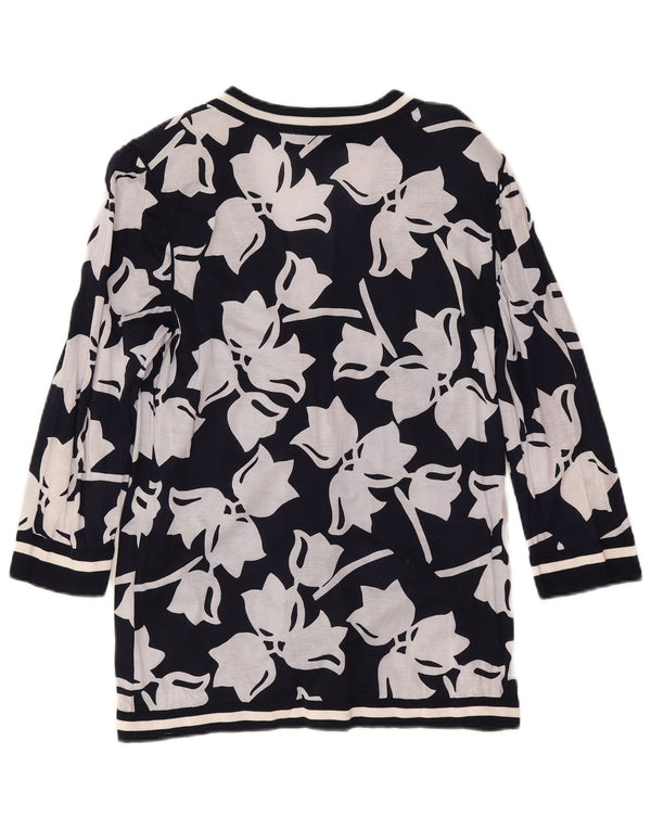 Pulover cardigan pentru femei Avagolf cu mâneci 3/4 IT 46 mare albastru marin Floral