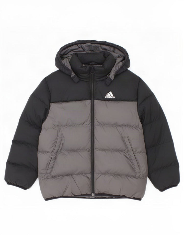 Jachetă căptușită cu glugă Adidas pentru băieți 6-7 ani, negru, poliester