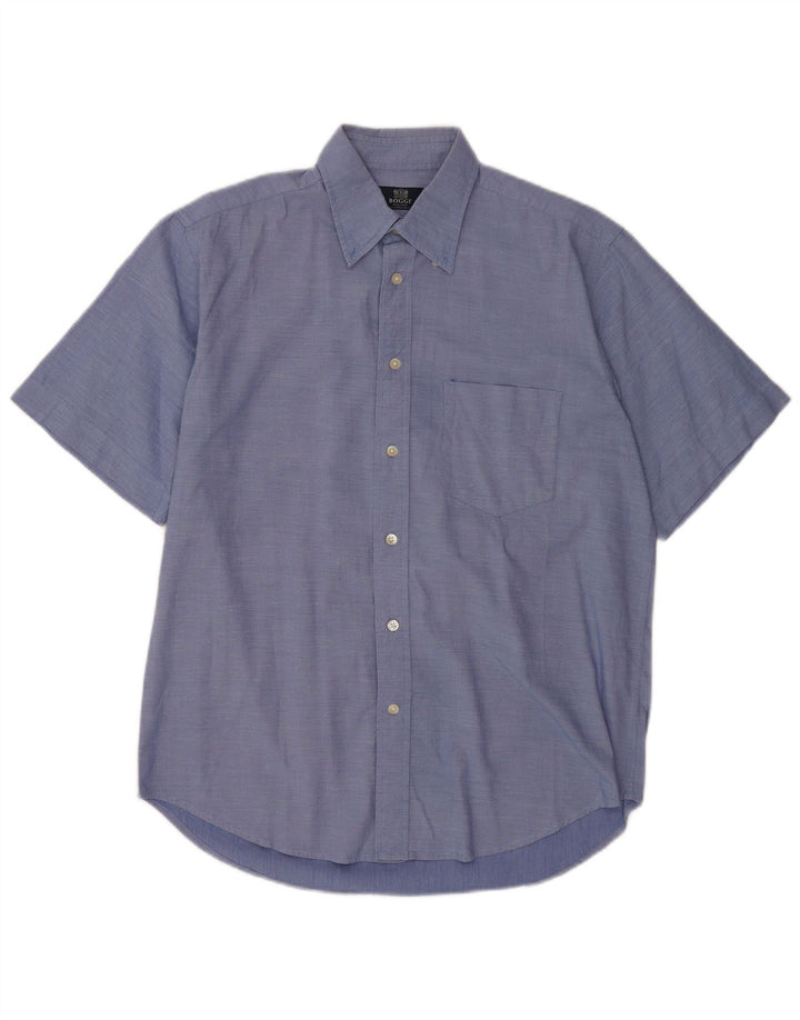 Cămașă cu mânecă scurtă Boggi Milano pentru bărbați, bumbac albastru mediu