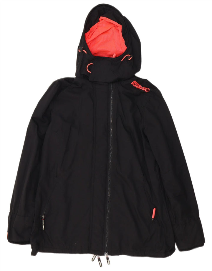 Jachetă de ploaie cu glugă The Windmac Superdry pentru femei UK 18 XL, poliester negru