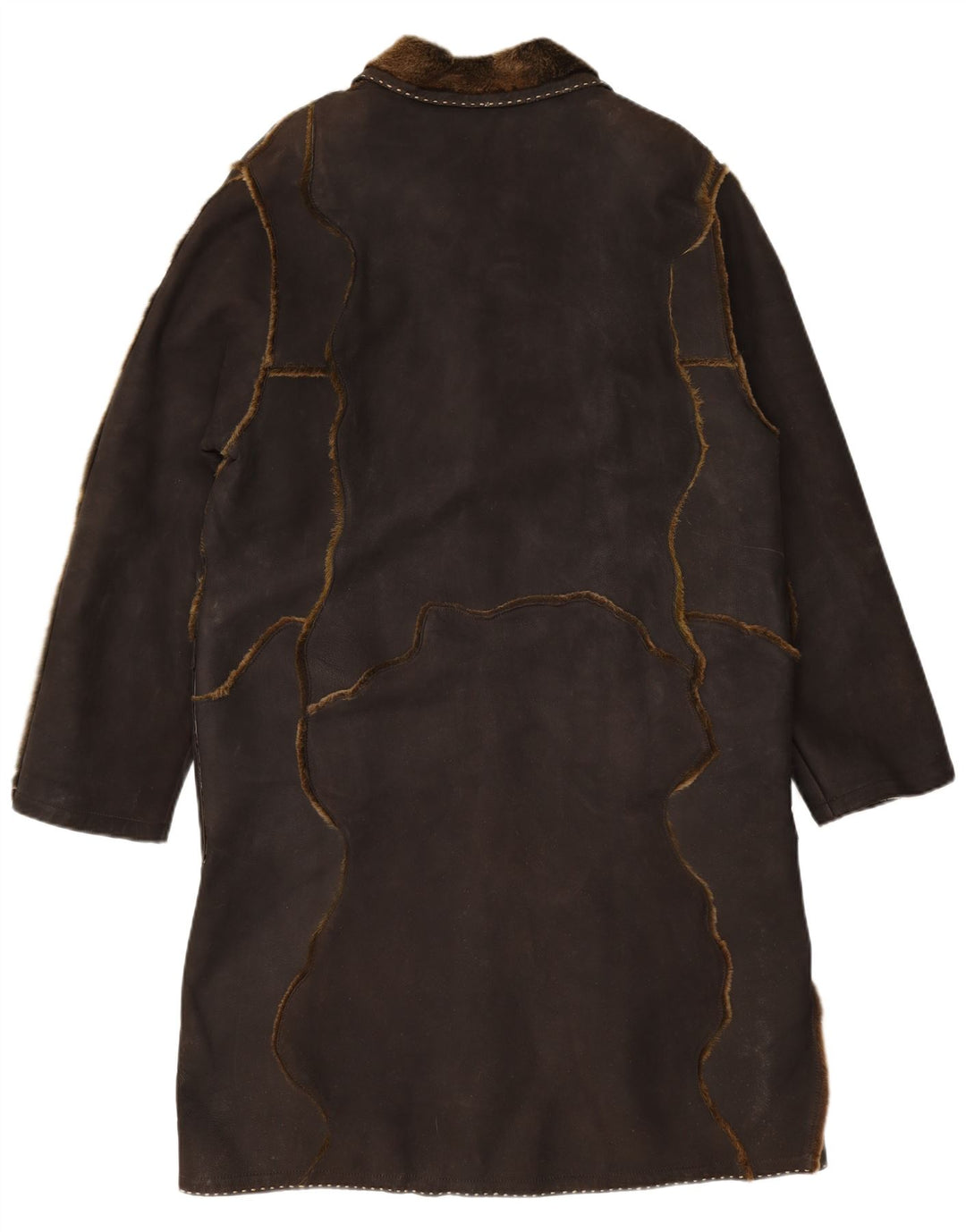 Pardesiu din piele intoarsa pentru femei VINTAGE UK 16 mare maro