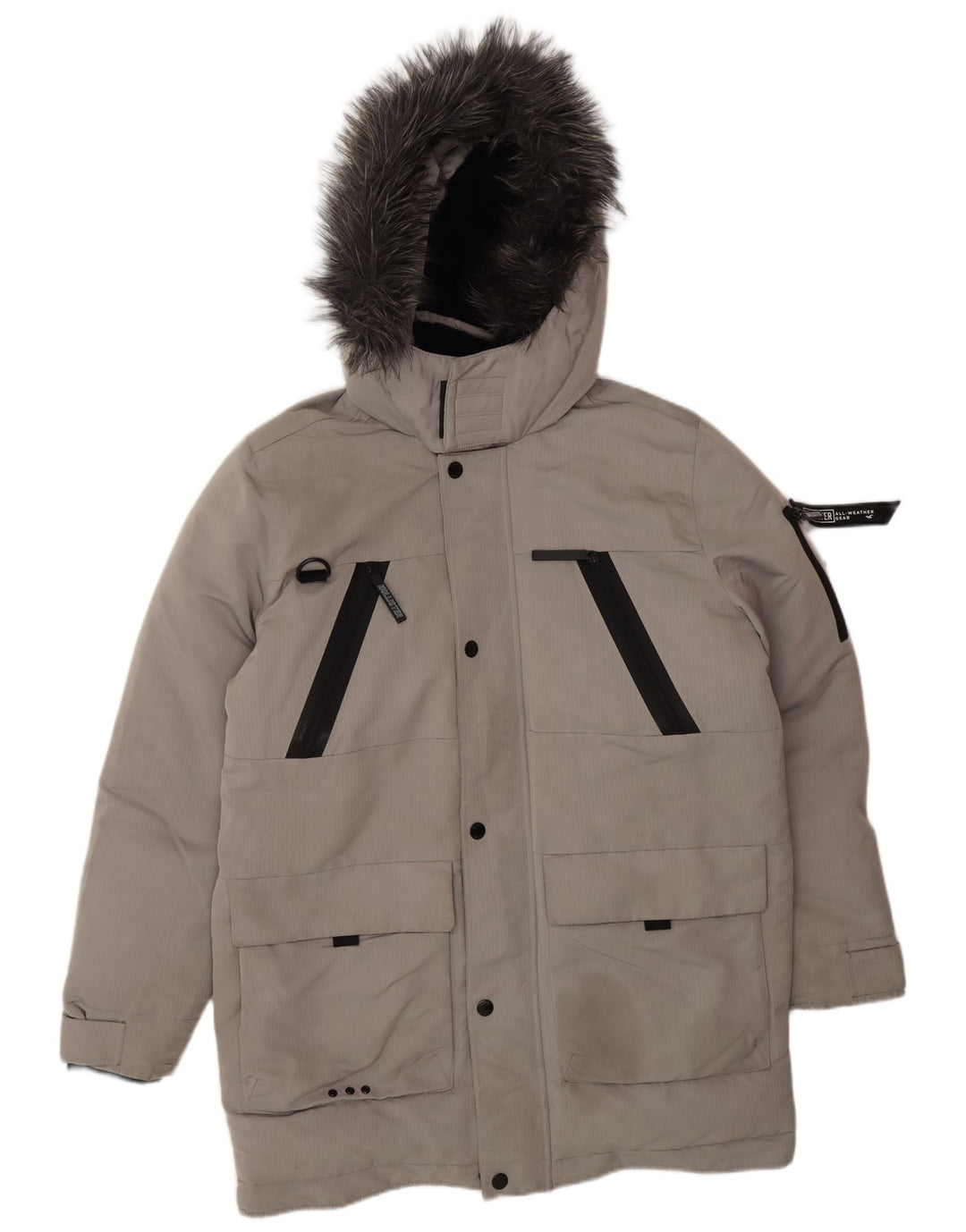 Jachetă căptușită cu glugă pentru bărbați HOLLISTER UK 40, mare, gri, poliester