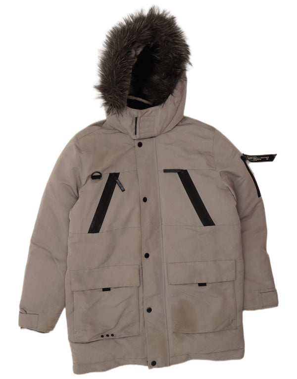 Jachetă căptușită cu glugă pentru bărbați HOLLISTER UK 40, mare, gri, poliester