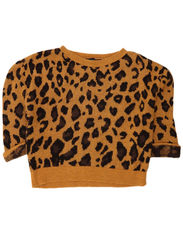 Pulover Topshop pentru damă, cu mânecă jumătățită, cu gâtul barca, UK 14, mare, maro