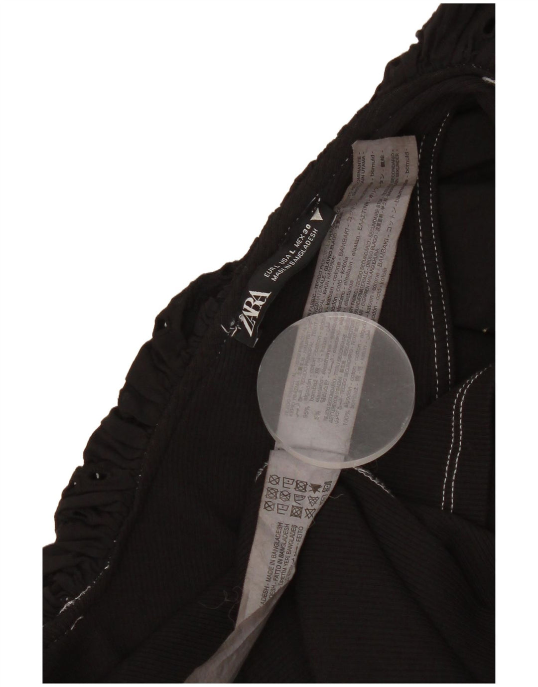 Top pentru femei Zara UK 14, mare, negru, bumbac