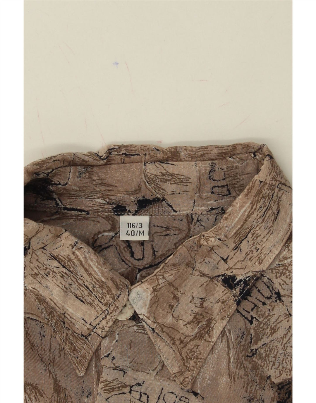VINTAGE Mens Abstract Pattern Shirt Size 40 Medium Brown Vintage Vintage and Second-Hand Vintage from Messina Hembry 
