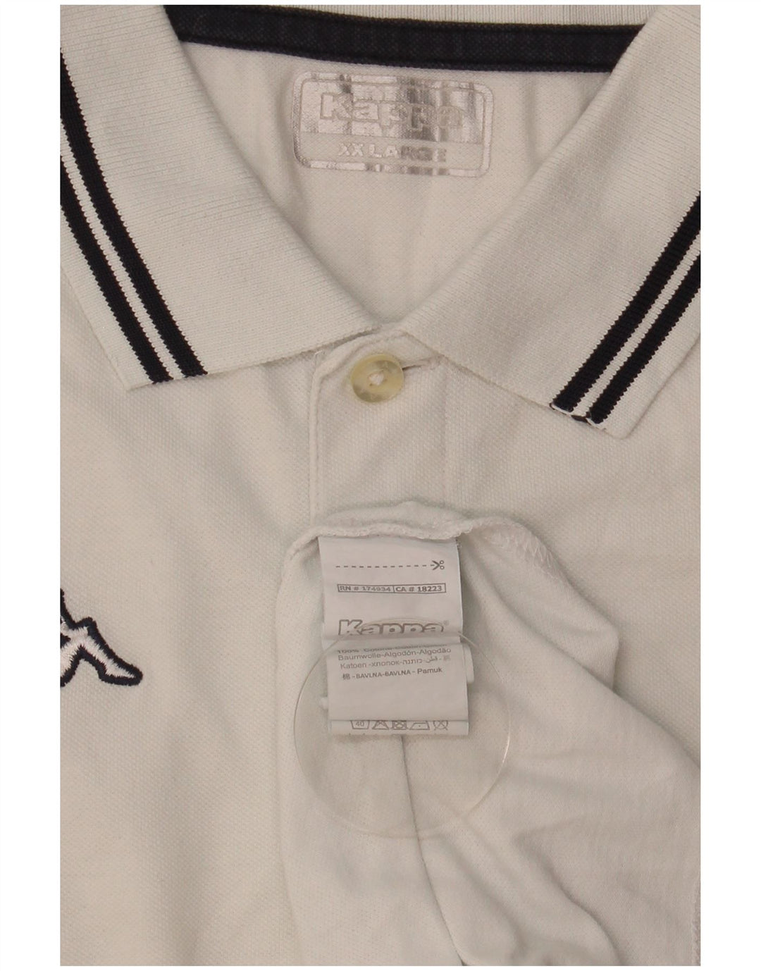 Cămașă polo KAPPA pentru bărbați, bumbac alb 2XL