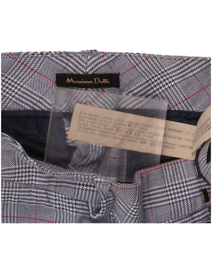 Pantaloni chino Massimo Dutti pentru femei EU 38 Small W30 L26 Blue Houndstooth
