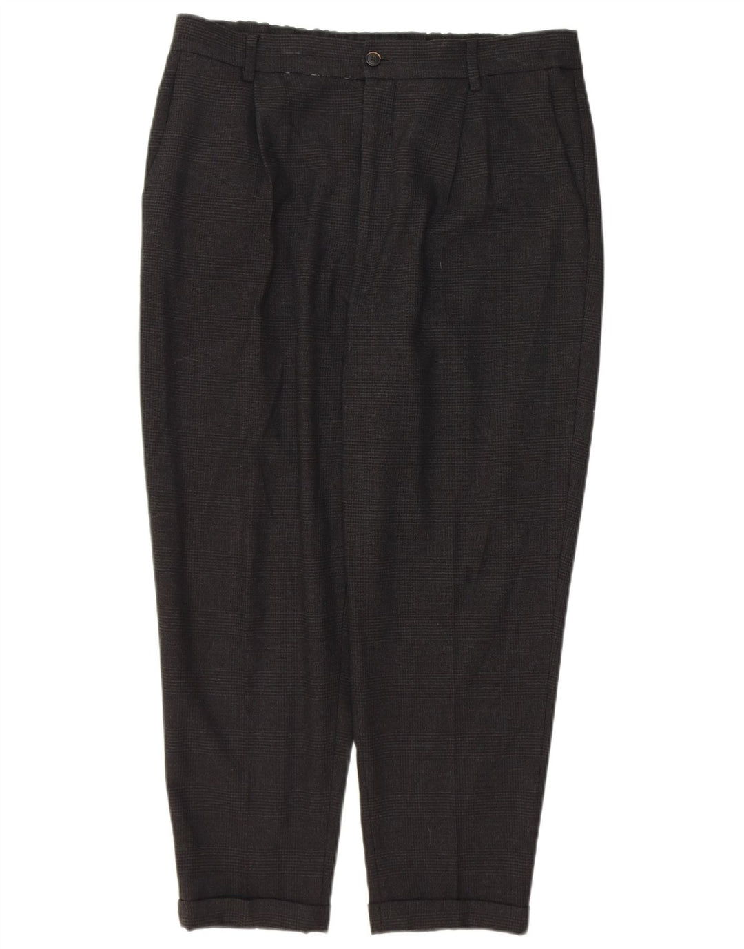ZARA Womens Pegged Cropped Trousers Medium W36 L24 Black Check