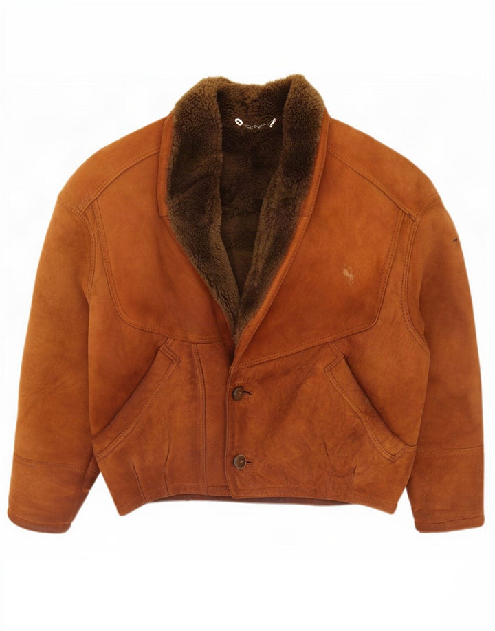 Jachetă vintage pentru bărbați din shearling IT 46 Small Brown