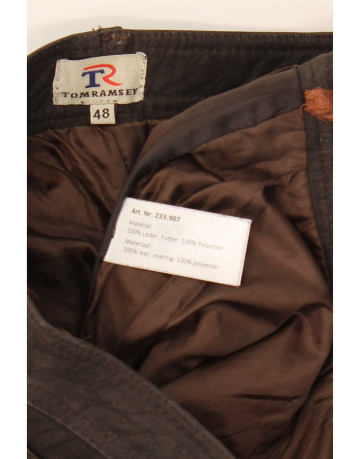 Pantaloni subțiri din piele pentru bărbați Tom Ramsey EU 48 Mediu L32 L29 Piele maro