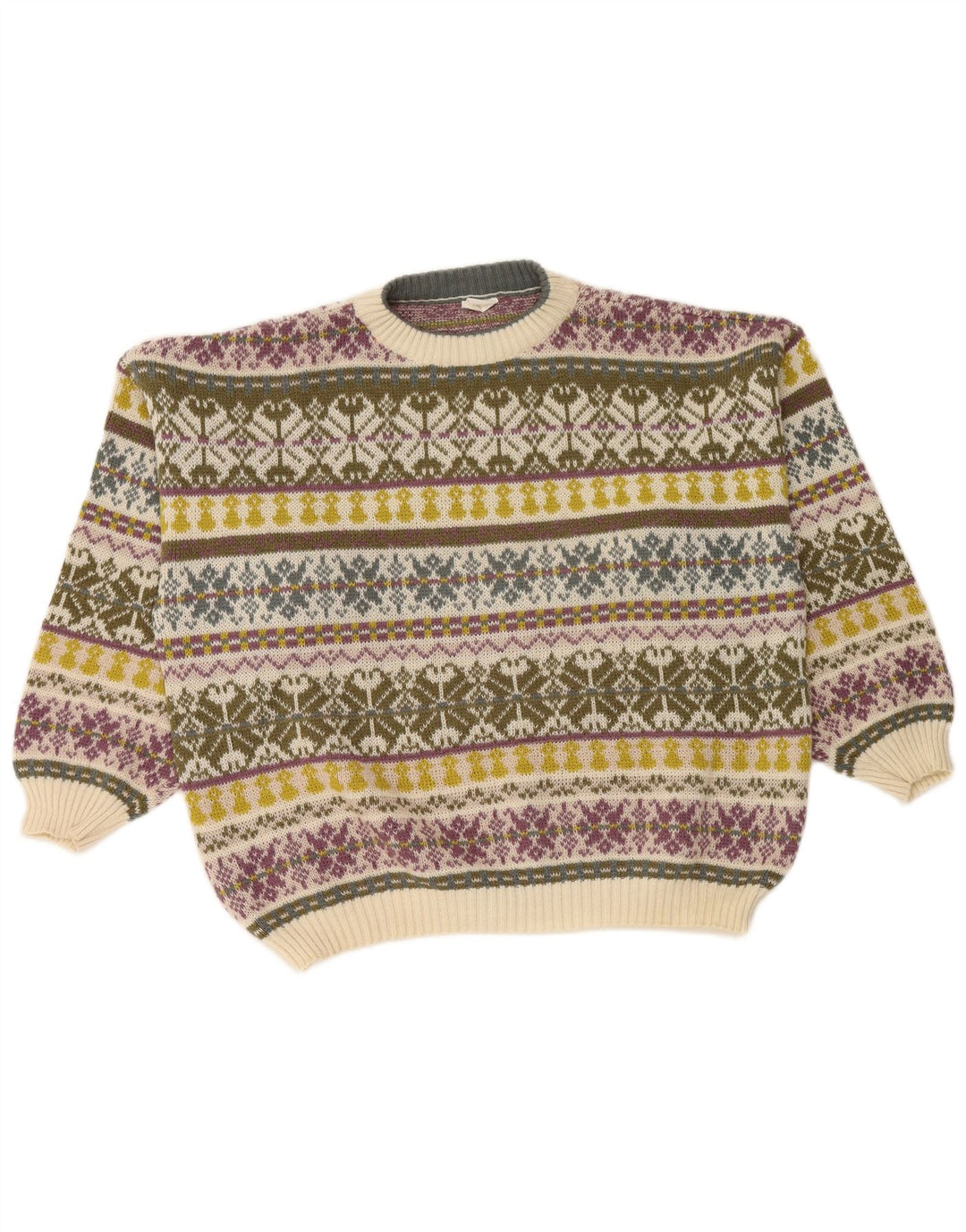 Pulover VINTAGE pentru bărbați, cu gât crew, XL, multicolor, Fair Isle