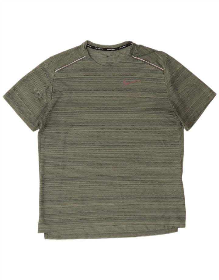 Tricou Nike Dri Fit pentru bărbați, poliester cu dungi verzi mari