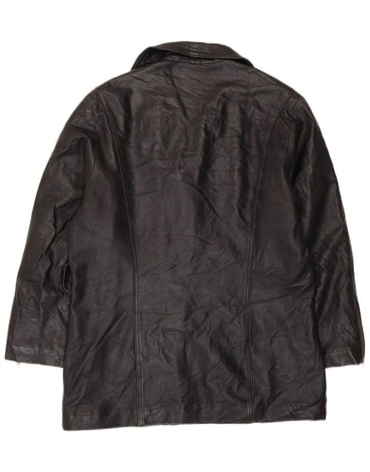 Jachetă de piele supradimensionată pentru femei VINTAGE UK 10 Small Black