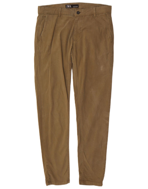 Pantaloni chino slim pentru bărbați Zara EU 42 Large W32 L30 Kaki Bumbac