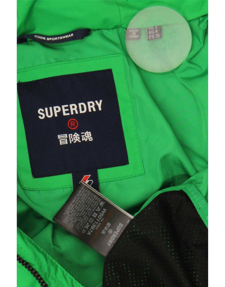 Jachetă căptușită cu glugă Superdry pentru femei UK 8 Small, verde, poliester