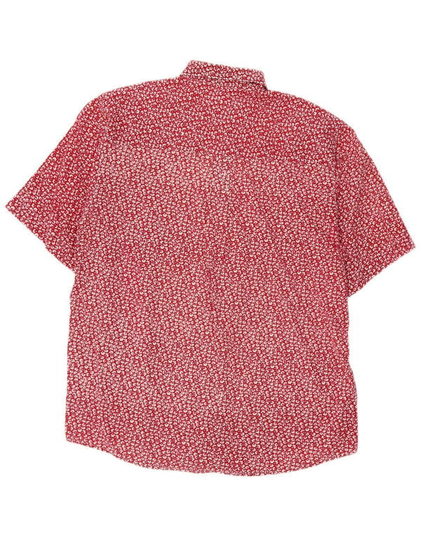 Cămașă vintage cu mânecă scurtă pentru femei Mărimea 38 Bumbac Floral Roșu Mediu