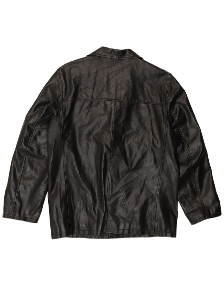 Jachetă de piele vintage pentru bărbați UK 38 Medium Black Leather