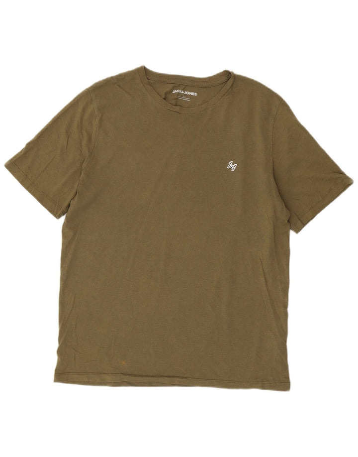 Tricou Jack & Jones pentru bărbați Top mare din bumbac kaki