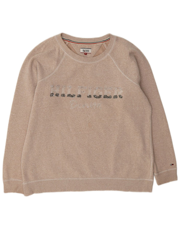 Pulover cu grafic pentru femei Tommy Hilfiger, UK 10 Mic Bej cu pete
