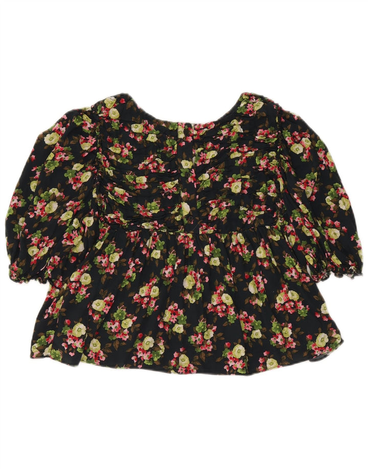 Bluză Crop Top Femei Zara UK 12 Medium Negru Floral