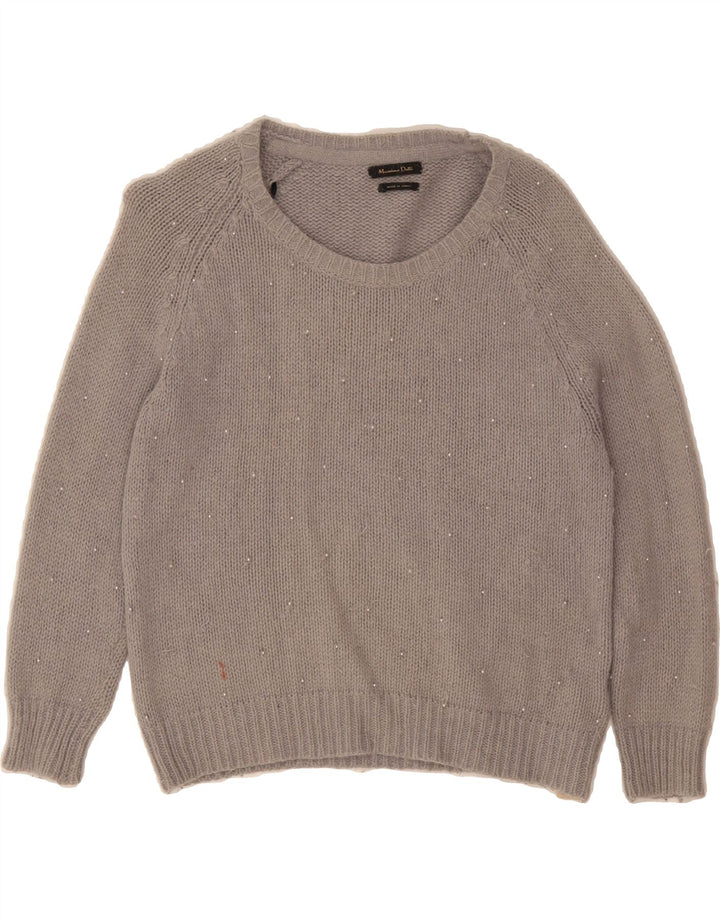 MASSIMO DUTTI Womens Boat Neck Jumper Sweater UK 10 Small Grey Nylon Vintage Massimo Dutti and Second-Hand Massimo Dutti from Messina Hembry 