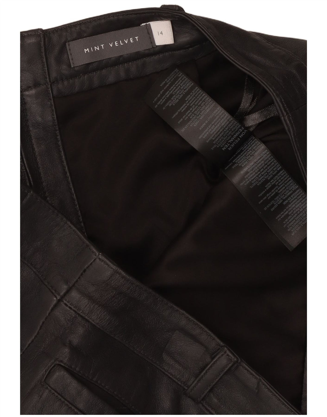 MINT VELVET Fusta de piele pentru femei UK 14 Large W34 Piele neagră