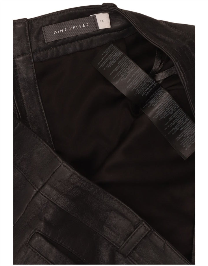 MINT VELVET Fusta de piele pentru femei UK 14 Large W34 Piele neagră