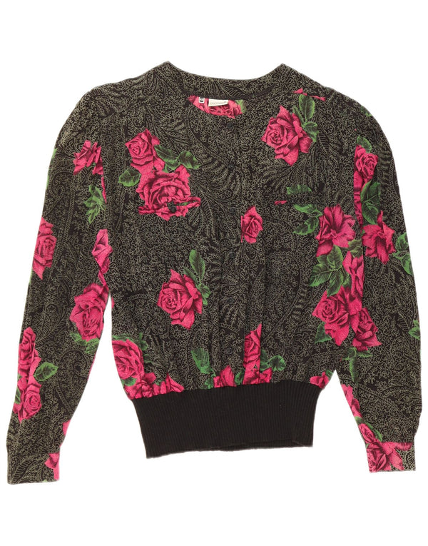 Bluză cu mânecă lungă pentru femei FERRETTI, top IT 48 XL, mătase florală neagră