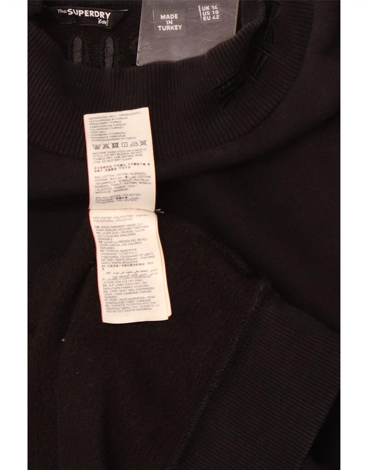 SUPERDRY rochie pulover cu grafic pentru femei UK 14 Bumbac negru mare