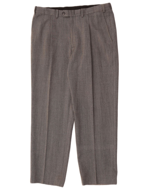Marks & Spencer Pantaloni drepți de performanță pentru bărbați L34 L29 Lână gri