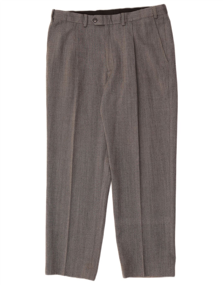 Marks & Spencer Pantaloni drepți de performanță pentru bărbați L34 L29 Lână gri