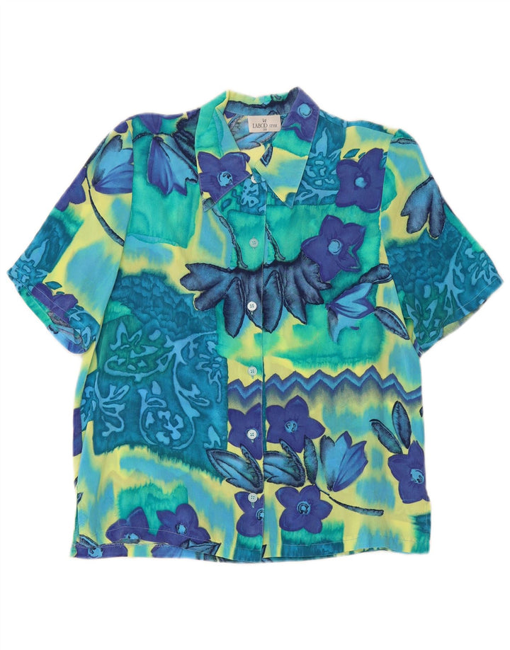 Bluză cămașă cu mânecă scurtă pentru femei VINTAGE EU 38 Mediu Multicolor Floral