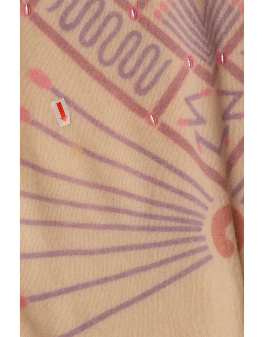 Pulover VINTAGE pentru femei cu decolteu rotund din Marea Britanie 16, mare, alb, geometric