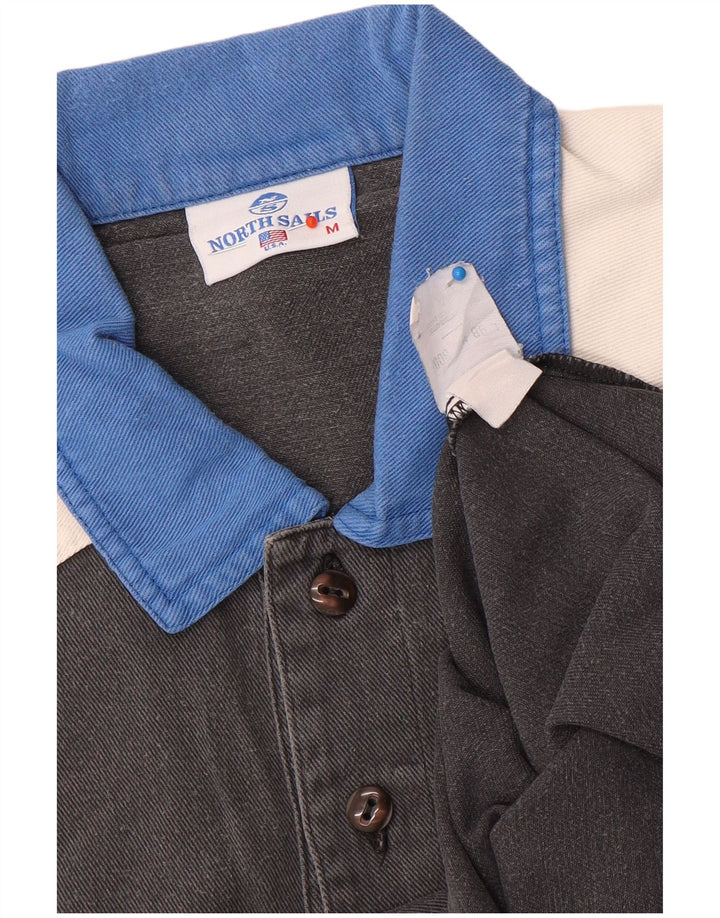 Tricou polo cu grafică North Sails pentru bărbați, bumbac color bloc, gri mediu