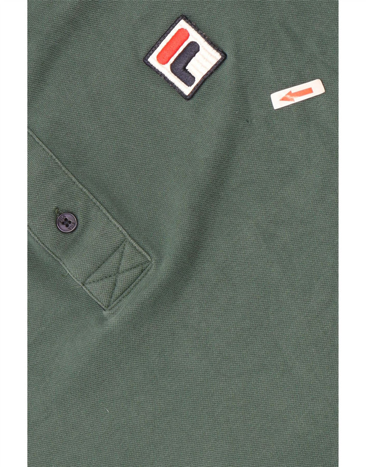 Tricou polo Fila pentru bărbați, mare, verde, color block, bumbac