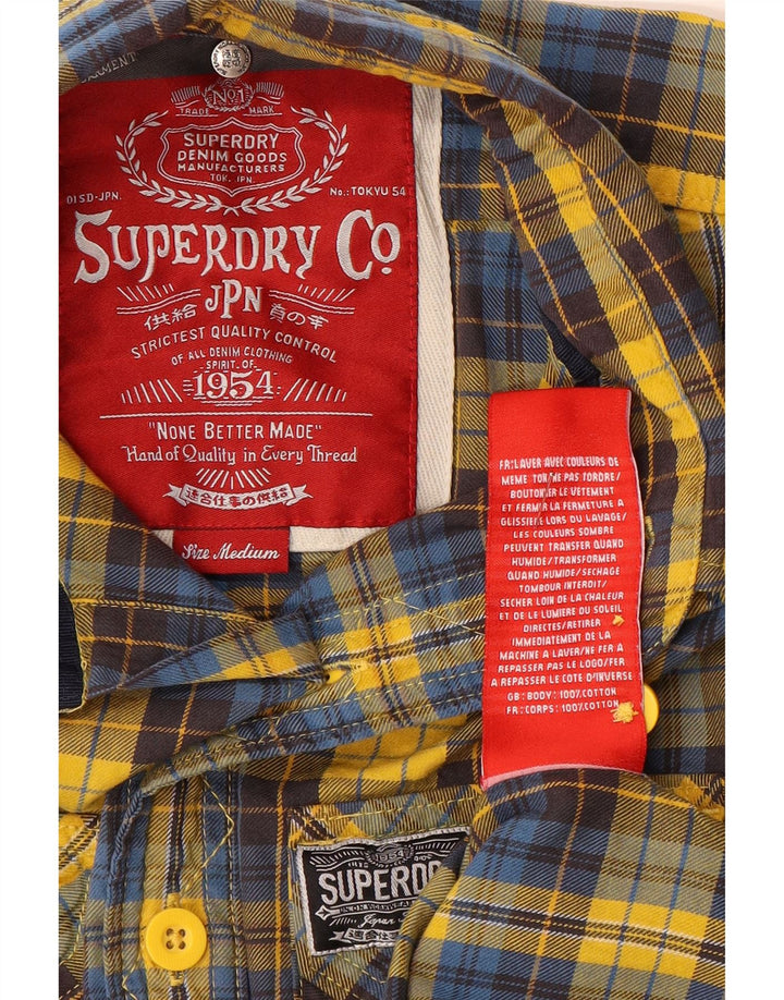 Cămașă de flanel pentru bărbați Superdry, bumbac cu carouri galben mediu