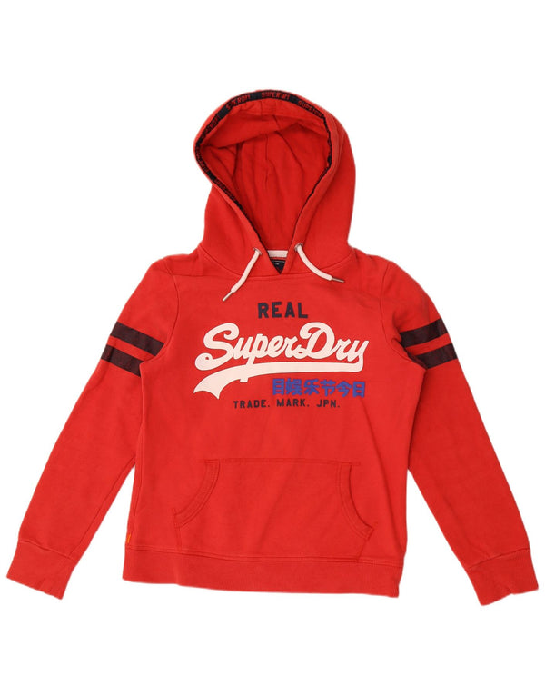Pulover Superdry pentru damă, cu grafică, UK 12, bumbac roșu mediu