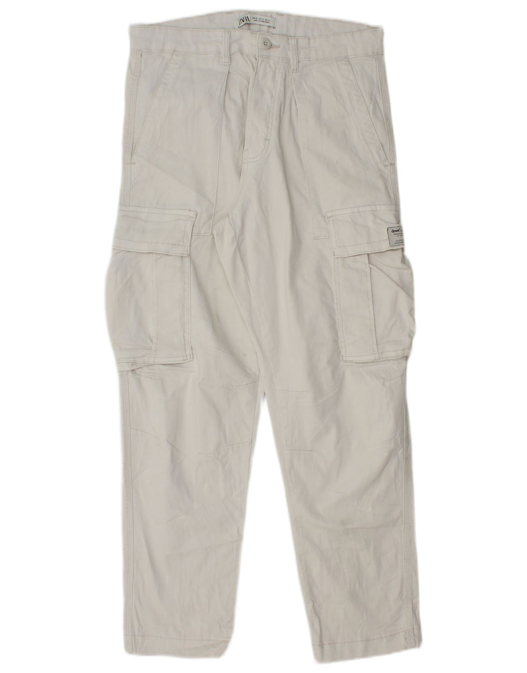 Pantaloni Drepți Cargo Zara Bărbați EU 40 Mediu L31 L28 Bumbac Alb